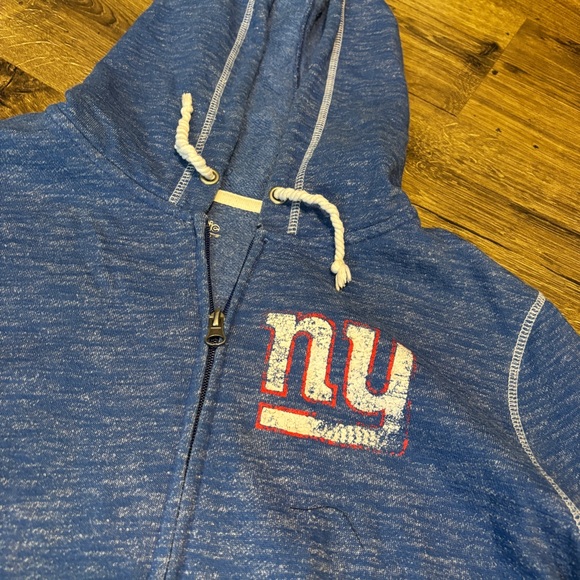 Majestic Blue NY Zip Up Hoodie with White Trim - Picture 2 of 6